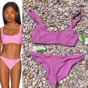 L*SPACE x Revolve Set - Eco Chic Ribbed Jess Bikini Top & Sol Classic Bottoms -S